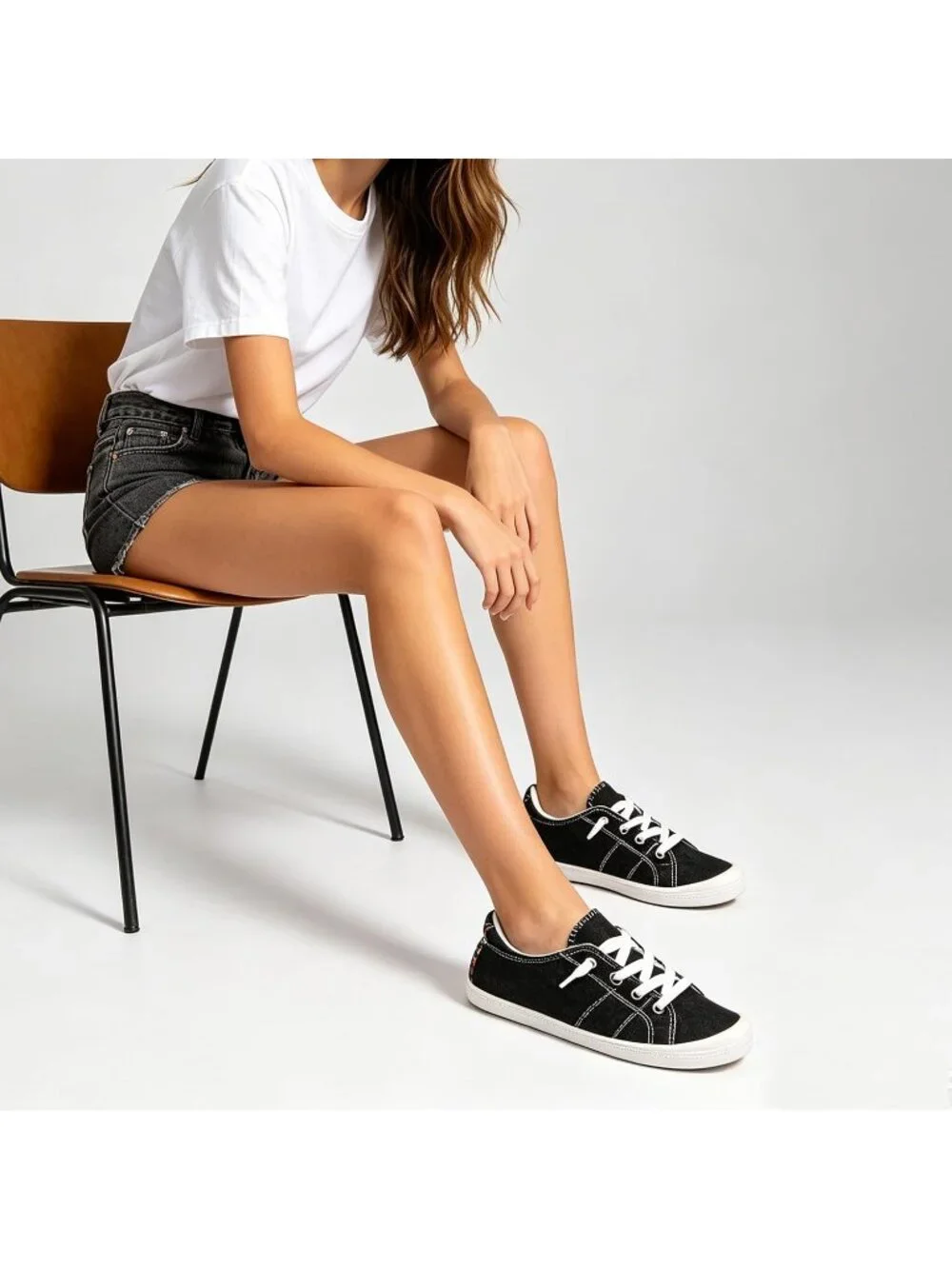 Womens Black Canvas Slipon Canvas Sneaker Low Top Walking Shoes Fashion Sneakers